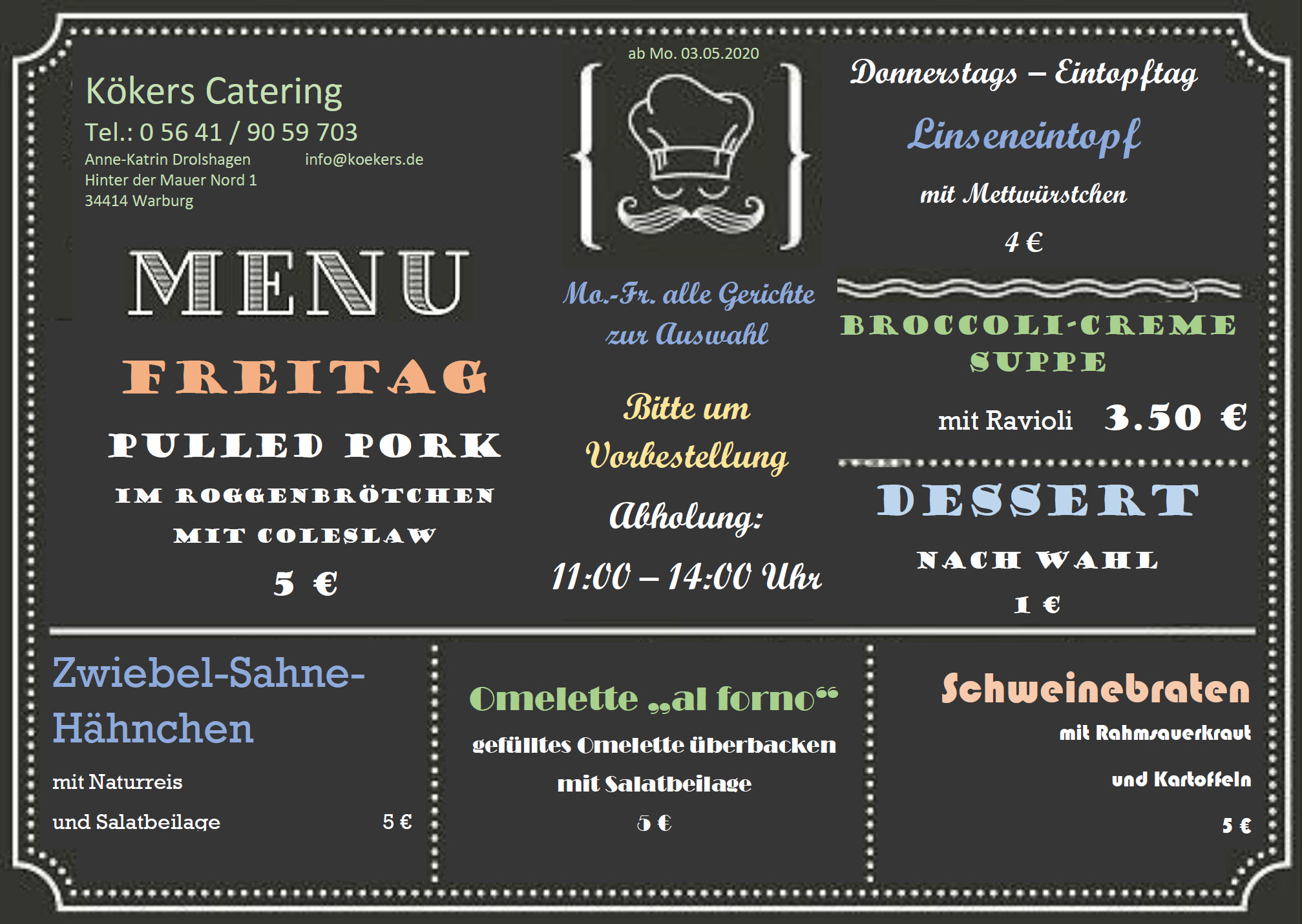 Speisepläne Kökers Catering